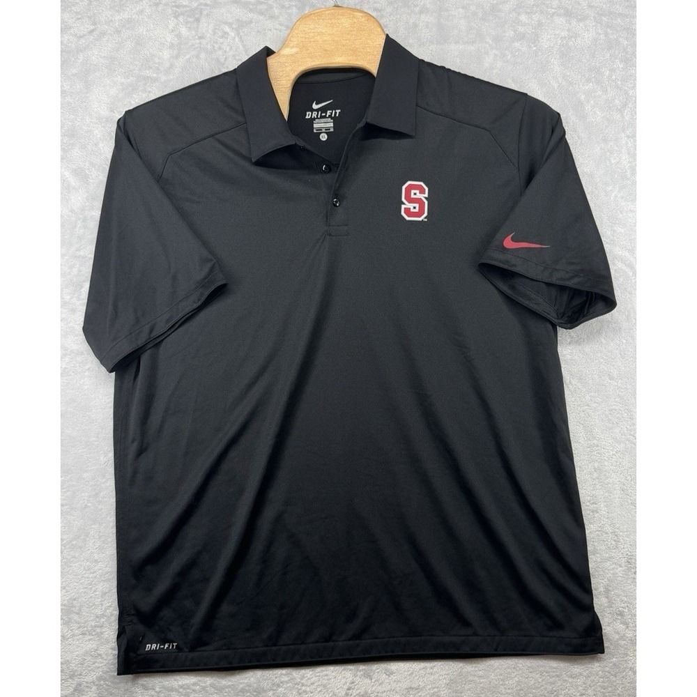 Nike Stanford Cardinal Dri-Fit Golf Polo Shirt Black Men's Size XL